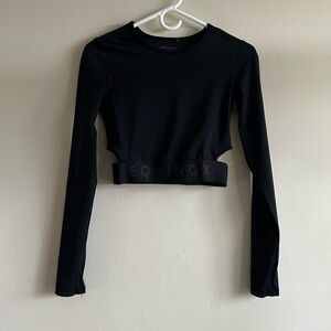 Equinox Long Sleeve Black Workout Top with Cutout Details Size Medium
